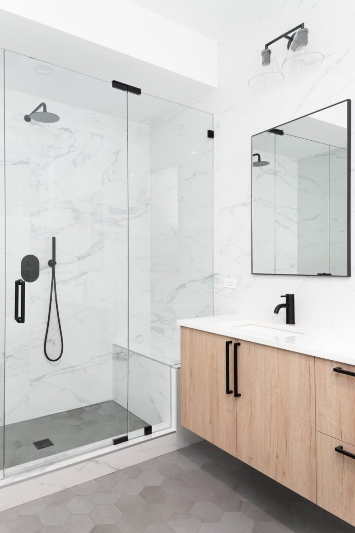 White-bathroom-with-glass-shower-door