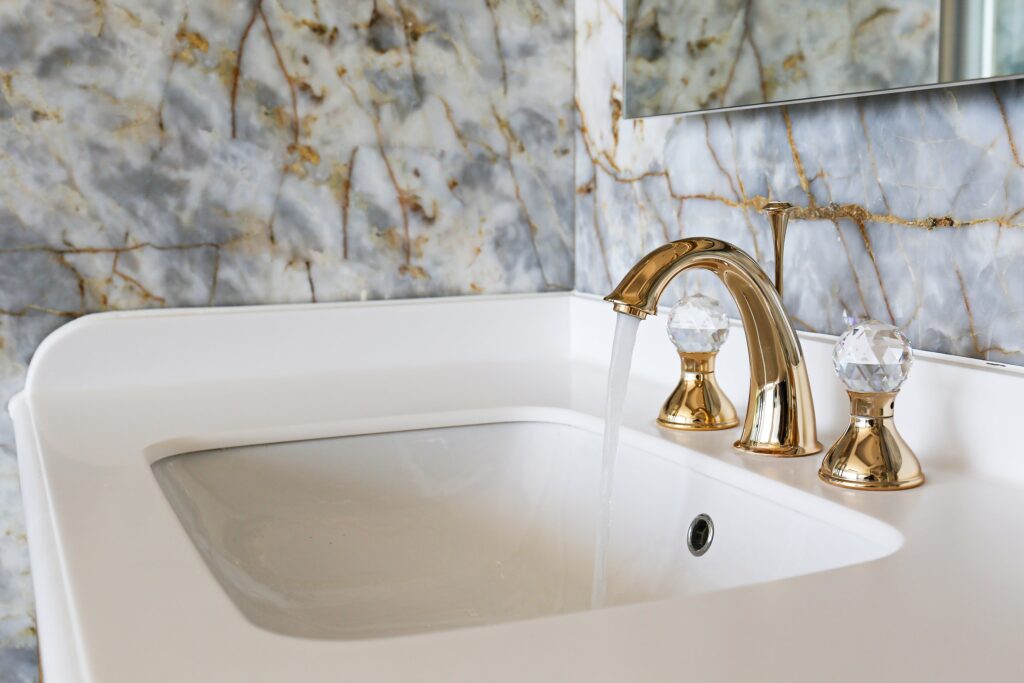 bathroom-sink-with-vintage-brass-taps