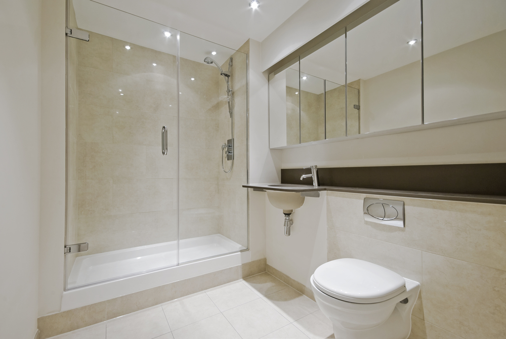 modern en suite bathroom with walk in shower